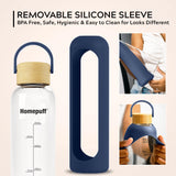 Borosilicate Glass Water Bottle 1000ml with Silicone Sleeve