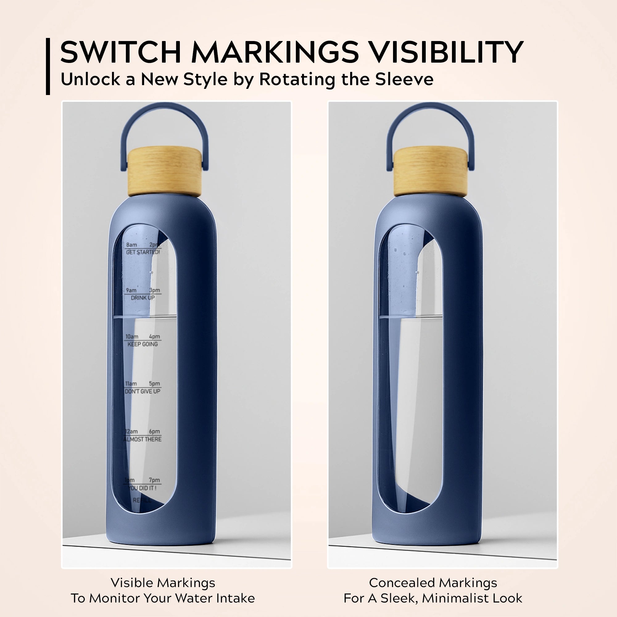 Borosilicate Glass Water Bottle 1000ml with Silicone Sleeve