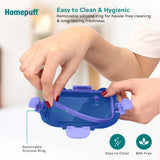 Home Puff borosilicate glass lunch box 320ml with airtight snap lock lid and air vent - Blue