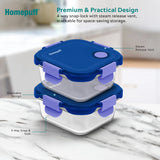 Eco-friendly BPA-free borosilicate glass lunch box for office, school, and meal prep - Blue