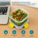 Home Puff borosilicate glass lunch box 320ml with airtight snap lock lid and air vent - grey