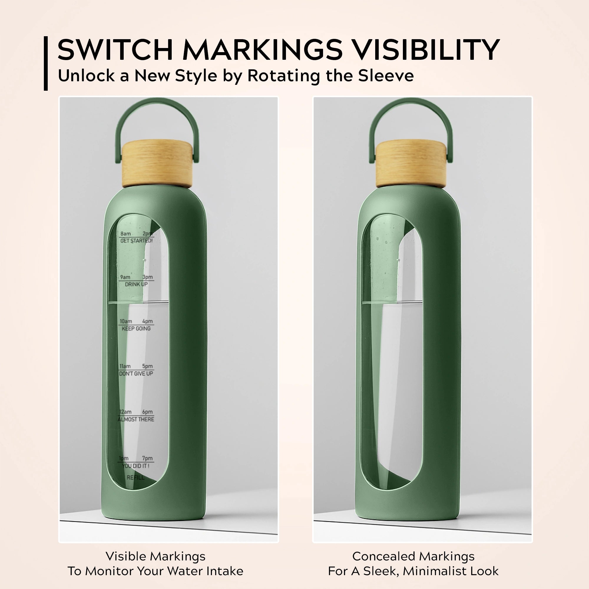 HomePuff borosilicate glass water bottle 1000ml with silicone sleeve