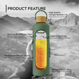 HomePuff borosilicate glass water bottle 1000ml with silicone sleeve