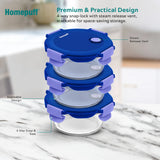 Borosilicate Glass Lunch Box Set of 3 (420 ml) with Airtight Leakproof Lid