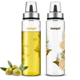 HomePuff borosilicate oil dispenser bottle set 500ml with floral design for kitchen cooking oils and vinegar