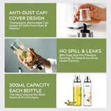 HomePuff borosilicate oil dispenser bottle set 500ml with floral design for kitchen cooking oils and vinegar