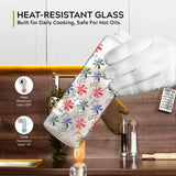 HomePuff borosilicate glass oil dispenser bottles set of 2 with pastel floral design and leak-proof no-drip spouts, 500ml each