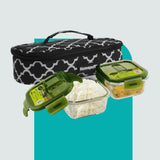 Glass Lunch Box- Set of 2- SQUARE - 320 ML (Black)