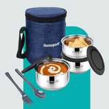 Steel Lunch Box- Set of 3 (2 X 325ml + 1 X 225ml)