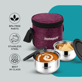 Steel Lunch Box, Set of 2 X 325ml