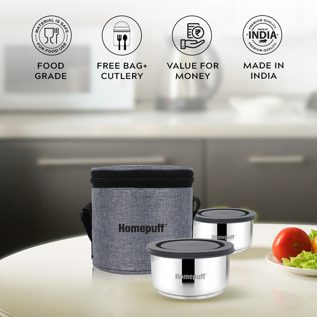 Steel Lunch Box, Set of 2 X 325ml