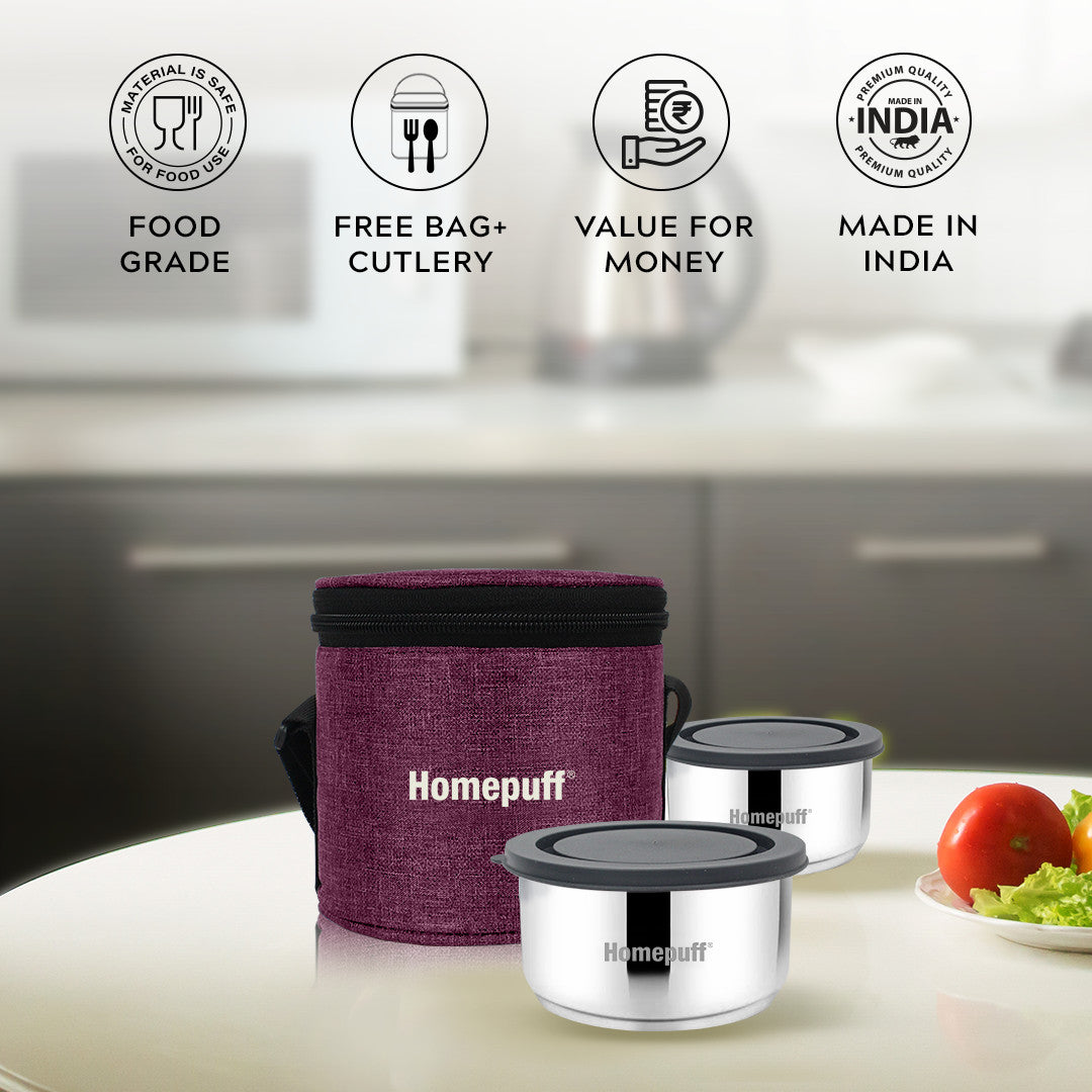 Steel Lunch Box, Set of 2 X 325ml