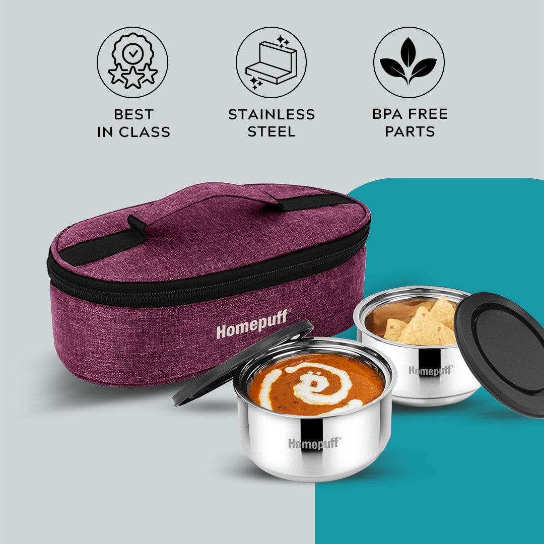 Steel Lunch Box, Set of 2 X 325ml