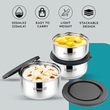 Steel Lunch Box- Set of 3 (2 X 325ml + 1 X 225ml)