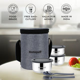 Steel Lunch Box- Set of 3 (2 X 325ml + 1 X 225ml)