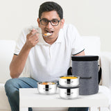 Steel Lunch Box- Set of 3 (2 X 325ml + 1 X 225ml)