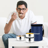 Steel Lunch Box- Set of 3 (2 X 325ml + 1 X 225ml)