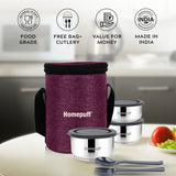 Steel Lunch Box- Set of 3 (2 X 325ml + 1 X 225ml)