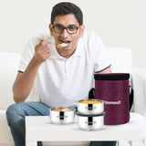 Steel Lunch Box- Set of 3 (2 X 325ml + 1 X 225ml)