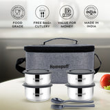 Steel Lunch Box- Set of 4 (2 X 325ml + 2 X 225ml)