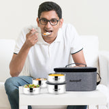 Steel Lunch Box- Set of 4 (2 X 325ml + 2 X 225ml)