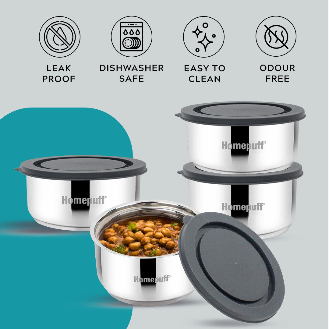 Steel Lunch Box- Set of 4 (2 X 325ml + 2 X 225ml)