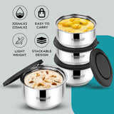 Steel Lunch Box- Set of 4 (2 X 325ml + 2 X 225ml)