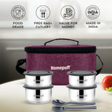 Steel Lunch Box- Set of 4 (2 X 325ml + 2 X 225ml)