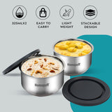 Steel Lunch Box- Set of 2, with Bag - Teal