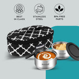 Steel Lunch Box- Set of 2, with Bag- Black