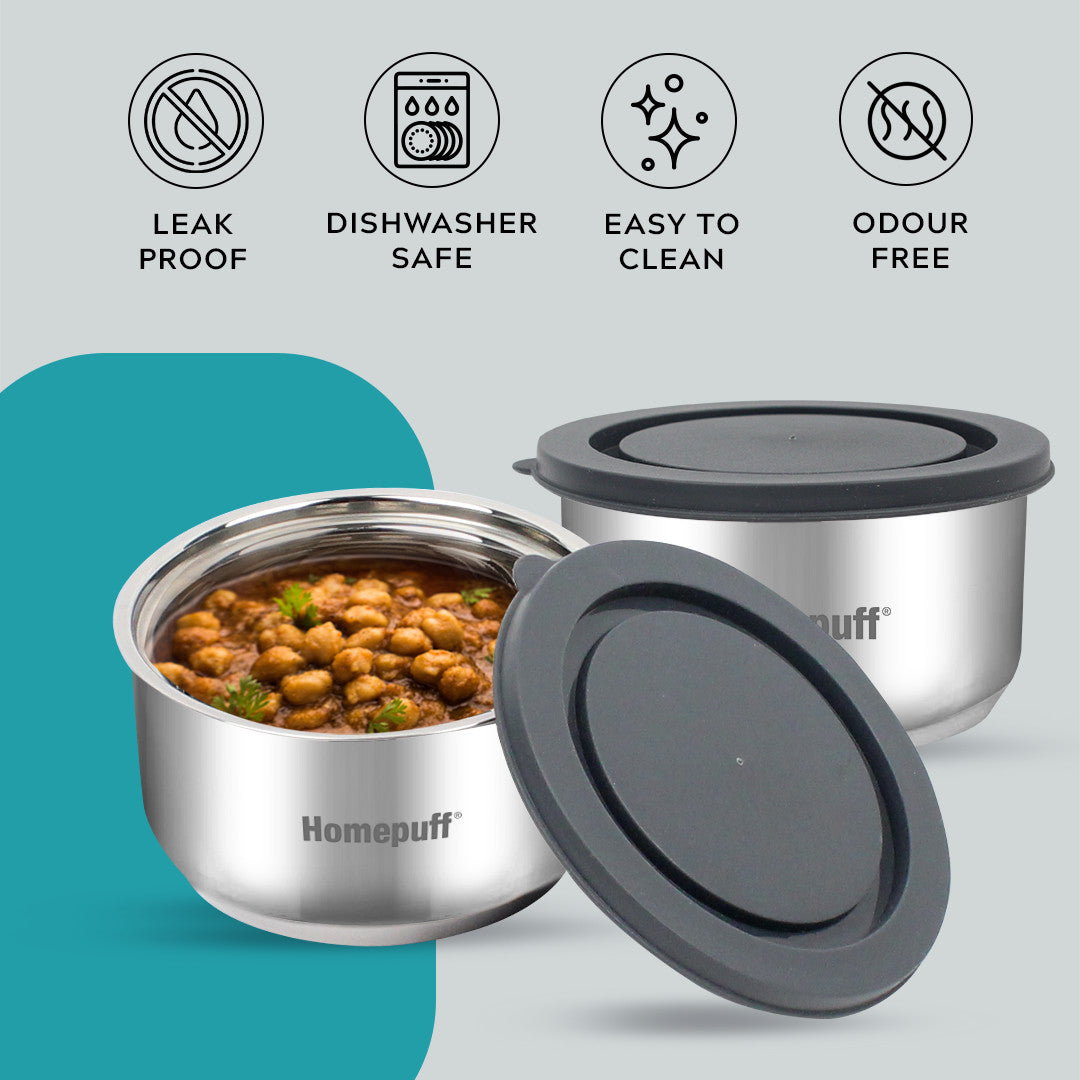 Steel Lunch Box- Set of 2, with Bag- Teal