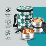 Steel Lunch Box- Set of 3, with Bag- grey