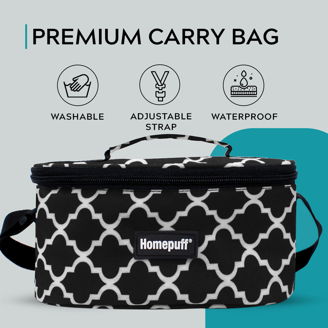 Steel Lunch Box- Set of 4, with Bag- Black