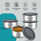 Steel Lunch Box- Set of 4, with Bag- Black
