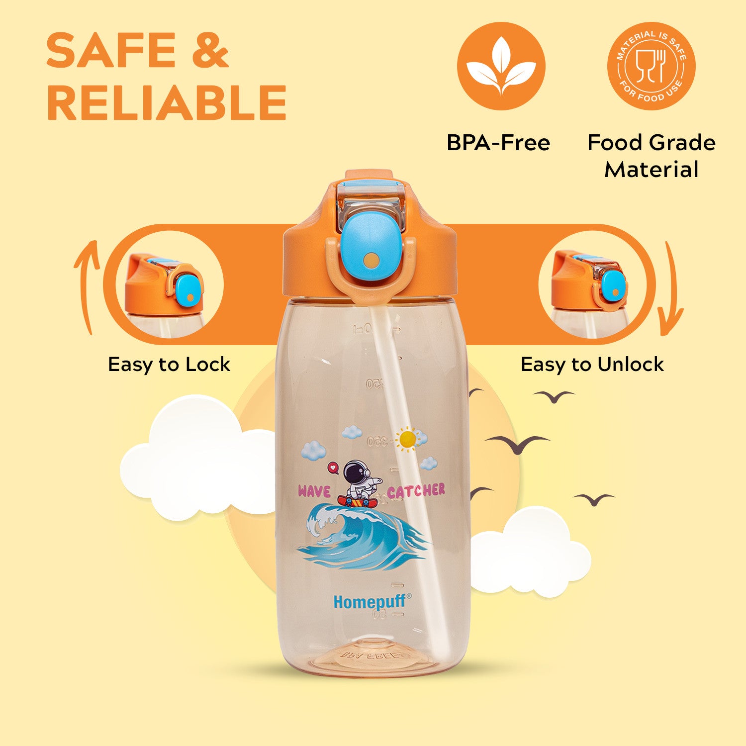 Rio Kids Water Bottle, 550ml, Orange