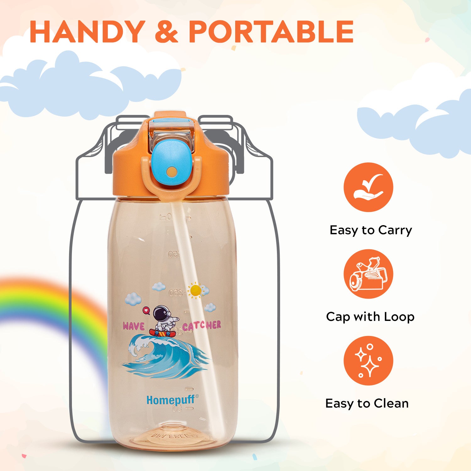 Rio Kids Water Bottle, 550ml, Orange