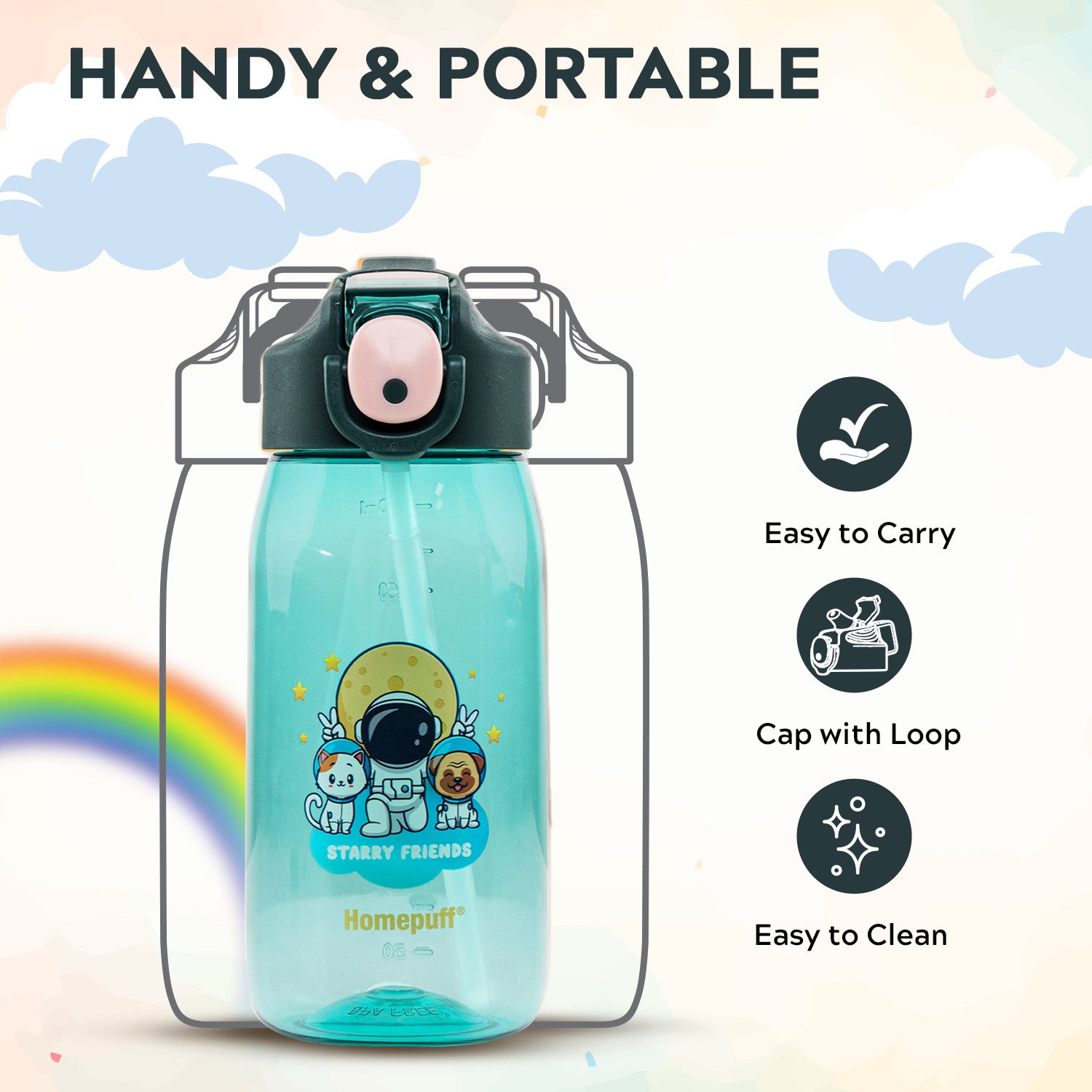 Rio Kids Water Bottle, 550ml, Green