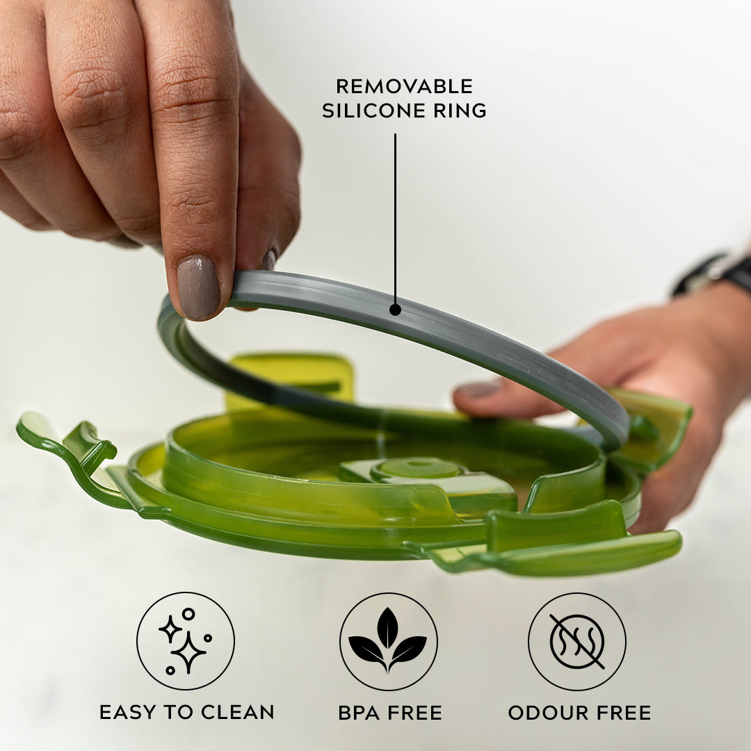 Glass Lunch Box- Set of 3- ROUND - 400 ML (Black)