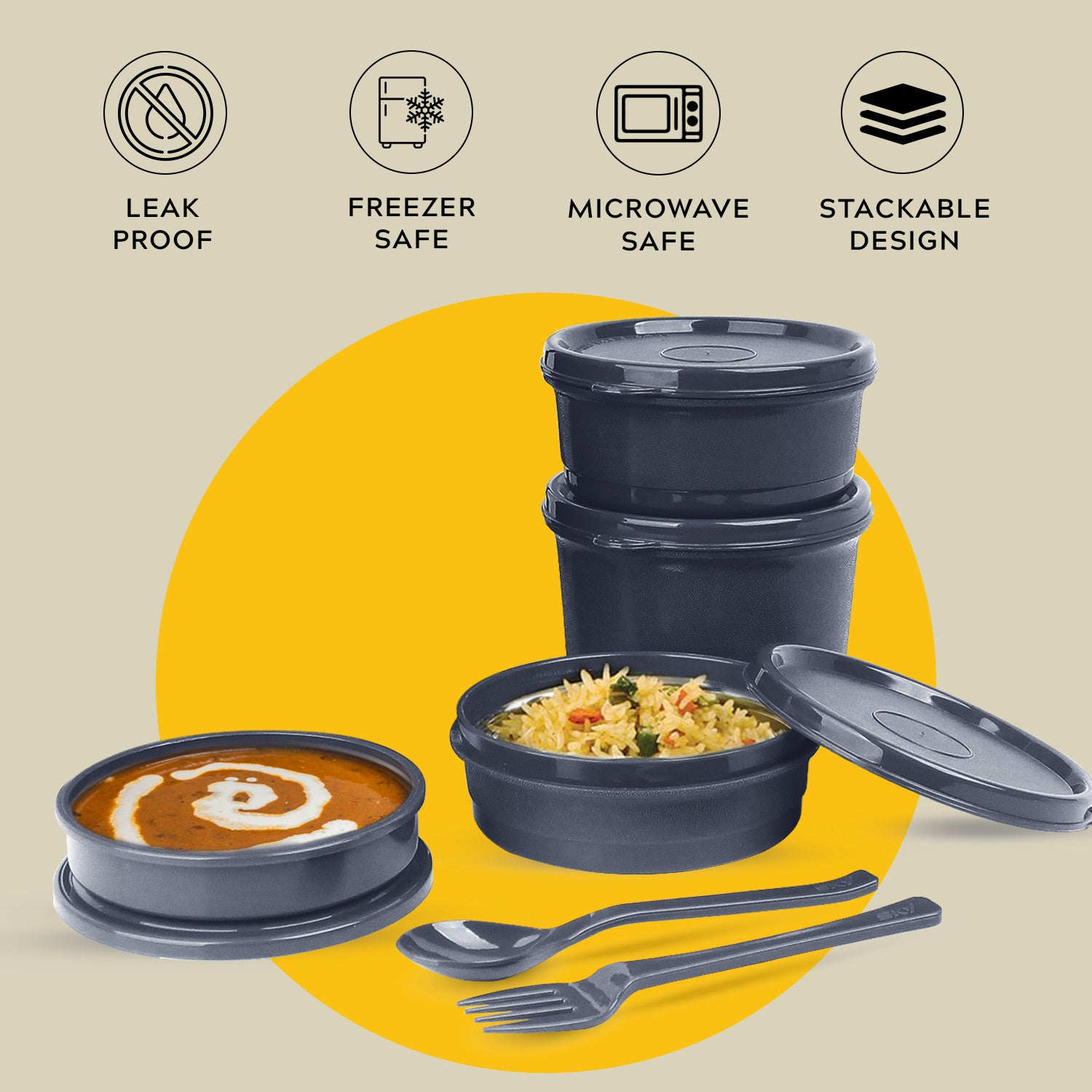 Steel Lunch Box, Set of 4
