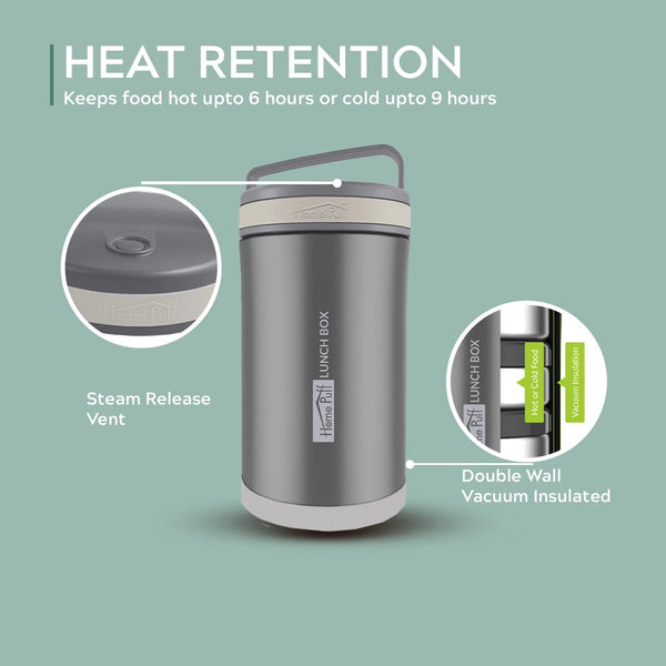 Homepuff Insulated Stainless Steel Lunch box set 1.7L