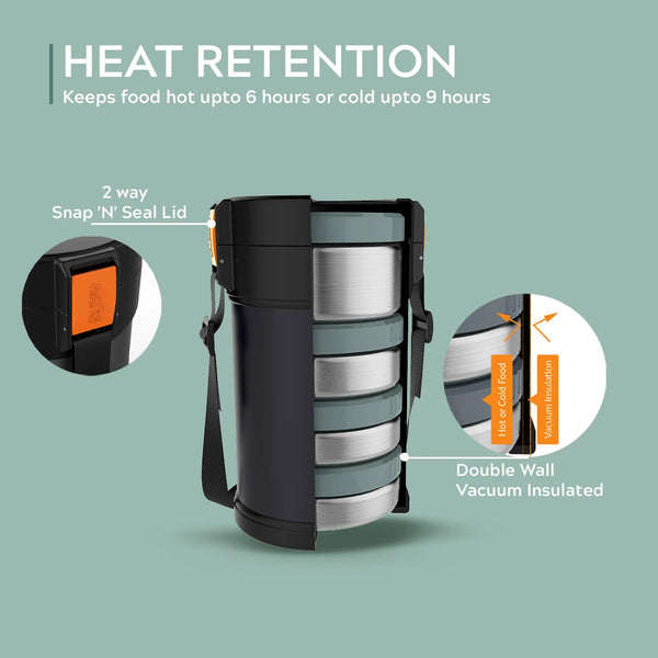 Homepuff Stainless Steel Insulated Lunch box 2.3L