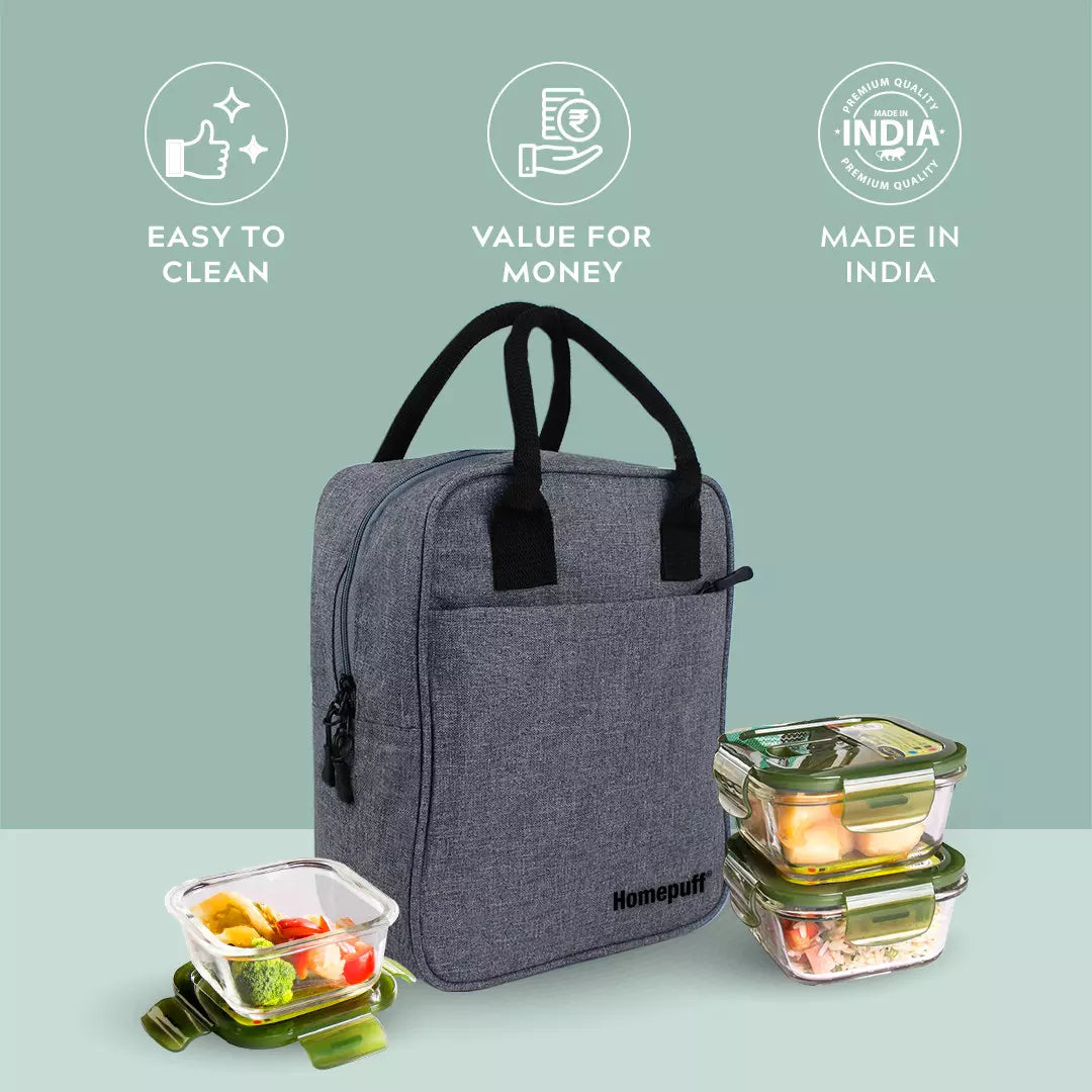 lunch bags grey black
