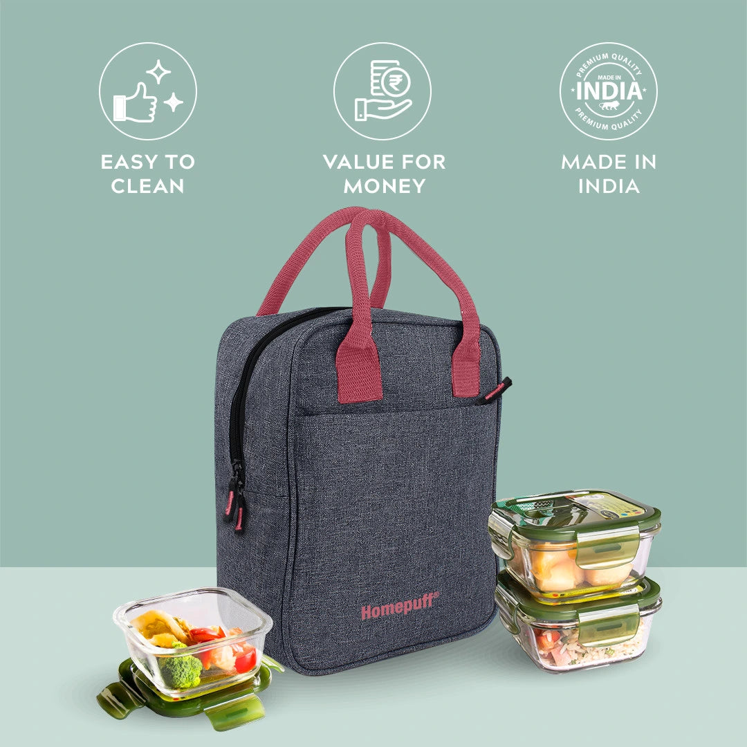 lunch Bag grey red
