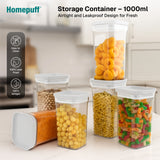 Organize your kitchen with airtight BPA-free food storage jars. 1100ml containers, stackable design, clear body & dishwasher safe. Set of 6