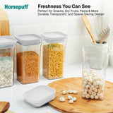 Organize your kitchen with airtight BPA-free food storage jars. 1100ml containers, stackable design, clear body & dishwasher safe. Set of 6