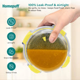 Home Puff Borosilicate Glass Lunch Box Set of 1 x 420ml. Airtight, Leakproof, Microwave & Freezer Safe Glass Tiffin 