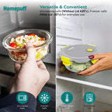 Home Puff Borosilicate Glass Lunch Box Set of 1 x 420ml. Airtight, Leakproof, Microwave & Freezer Safe Glass Tiffin 