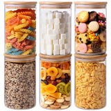 HomePuff Borosilicate Food Jar set of 6 with bamboo lids airtight pantry food jars