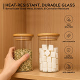 HomePuff borosilicate glass canisters set 750ml with airtight bamboo lids for pantry food storage