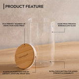 HomePuff borosilicate glass canisters set 750ml with airtight bamboo lids for pantry food storage